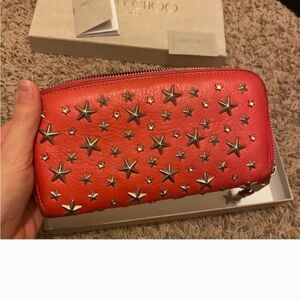 Jimmy Choo Red Star-Studded Women's Wallet